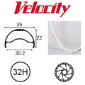 Velocity Blunt 35 29" Rim - 32H - Presta Valve - Disc Brake - D/W - White - Tubeless Ready