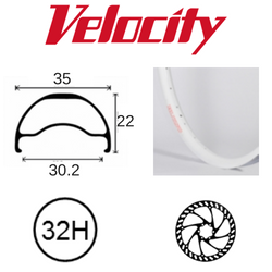 Velocity Blunt 35 29" Rim - 32H - Presta Valve - Disc Brake - D/W - White - Tubeless Ready