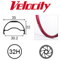 Velocity Blunt 35 29" Rim - 32H - Presta Valve - Disc Brake - D/W - Red - Tubeless Ready
