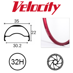 Velocity Blunt 35 29" Rim - 32H - Presta Valve - Disc Brake - D/W - Red - Tubeless Ready
