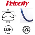 Velocity Blunt 35 29" Rim - 32H - Presta Valve - Disc Brake - D/W - Blue - Tubeless Ready