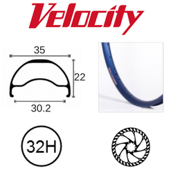 Velocity Blunt 35 29" Rim - 32H - Presta Valve - Disc Brake - D/W - Blue - Tubeless Ready