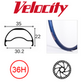 Velocity Blunt 35 29" Rim - 36H - Presta Valve - Disc Brake - D/W - Blue - Tubeless Ready