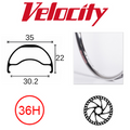Velocity Blunt 35 29" Rim - 36H - Presta Valve - Disc Brake - D/W - Hand Polished - Tubeless Ready