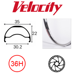 Velocity Blunt 35 29" Rim - 36H - Presta Valve - Disc Brake - D/W - Hand Polished - Tubeless Ready