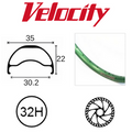 Velocity Blunt 35 29" Rim - 32H - Presta Valve - Disc Brake - D/W - Green - Tubeless Ready