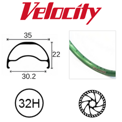 Velocity Blunt 35 29" Rim - 32H - Presta Valve - Disc Brake - D/W - Green - Tubeless Ready