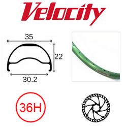 Velocity Blunt 35 29" Rim - 36H - Presta Valve - Disc Brake - D/W - Green - Tubeless Ready