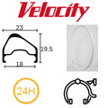 Rim 700C X 18mm - Velocity A23 Oc - 24H - (622 X 18) - Presta Valve - Rim Brake - D/W - Silver - Msw - Ocr