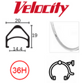 Rim 16 X 1 3/8" X 14mm - Velocity Aerohead - 36H - (349 X 14) - Presta Valve - Rim Brake - D/W - Silver - Msw