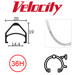 Rim 16 X 1 3/8" X 14mm - Velocity Aerohead - 36H - (349 X 14) - Presta Valve - Rim Brake - D/W - Silver - Msw