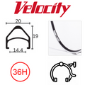 Rim 16 X 1 3/8" X 14mm - Velocity Aerohead - 36H - (349 X 14) - (Erd 322) - Presta Valve - Rim Brake - D/W - Black - Msw