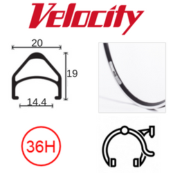 Rim 16 X 1 3/8" X 14mm - Velocity Aerohead - 36H - (349 X 14) - (Erd 322) - Presta Valve - Rim Brake - D/W - Black - Msw